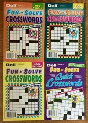 Lot of 4 Dell Penny Press CROSSWORD Puzzle Books Fun To Solve FREE SHIPPING H30