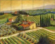 Vineyard Tile Backsplash Joanne Morris Margosian Art Ceramic Mural JM069