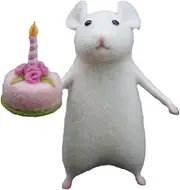 Justivana 2PCS Halloween Mouse Handmade Wool Felt Christmas Mouse Ornament Needle Felted Pumpkins Animals Decoration B