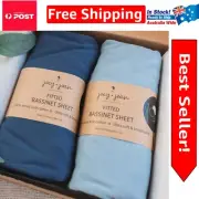 Safety-Assured Dusty Blue & Navy Bassinet Fitted Sheets - 2-Pack for Mika Micky