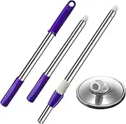 Midremer Extended Spin Mop Replacement Mop Handle, Upgraded 60-inch 360 Degrees Rotating Telescopic Replacement Mop Stick for Spin Mop Bucket Cleaning System (Stainless Steel Disc, Purple)