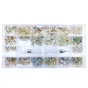 Rhinestones Diamond Glass Crystal Nail Art FlatBack Mix Multi Shape Only Kit Box