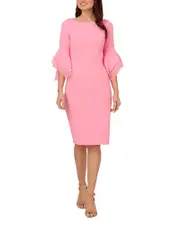 Adrianna Papell Knit Crepe Tiered Sleeve Dress