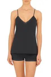 Natori Women's Bliss Cotton Cami, Black, Small