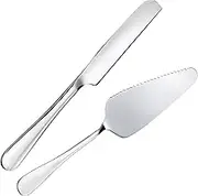 2PCS Cake Cutting Set for Wedding, Stainless Steel Wedding Cake Knife and Server Set, Easy to Clean Ergonomic Cutting for Birthday Anniversary Christmas