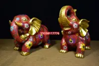 在飛比找Yahoo!奇摩拍賣優惠-黃銅胎景泰藍大象擺件重8428克💰100028 古玩雜項【好