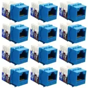 12 Pcs Cat5E RJ45 Ethernet LAN Network Keystone Jack 110 Punch Down Snap-in Blue