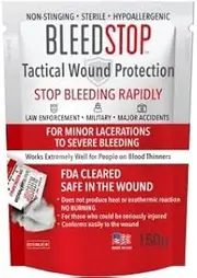 BleedStop First Aid Powder for Blood Clotting, Trauma Kit, Blood Thinner Patients, Camping Safety, and Survival Equipment for Moderate to Severe Bleeding Wounds or Nosebleeds 150 Gram