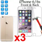 3 Tempered Glass 9H screen protector for Apple iPhone 6 6s Front and Soft Back
