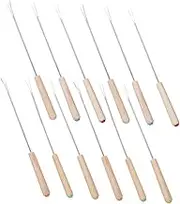 WATIIFUFU 12pcs Hot Pot Fork Chocolate Fondue Fork Kitchen Dessert Fork Wood Handle Silverware Metal Forks Cheese Accessories Cheese Serving Utensils Cheese Fork Stainless Steel