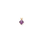 14K Yellow Gold 7mm Princess Cut Amethyst pendant