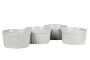 Vintage Action International Set of 4 Ramekins White Fine Ceramic Ovenware