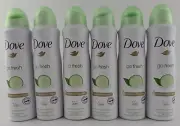 6 x Dove Antiperspirant Deodorant Go Fresh Cucumber & Green Tea Scent 150ml NEW