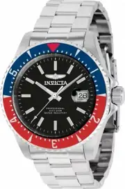 Invicta Pro Diver Silver 36783 Automatic 44Mm Black Dial Date Men's Watch NEW