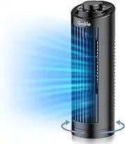 Grelife 13'' Bladeless Tower Fan with Knob and control panel, black, TF007B