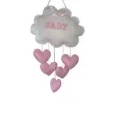 Baby room wall hanging decoration macron hand made felt cloud moon and star pink