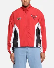 [MITCHELL & NESS] Mitchell & Ness Chicago Bulls Nylon Track Jacket Red/black - Size L L Red/Black