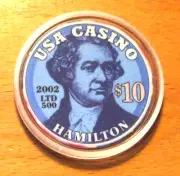 $10. Alexander Hamilton Poker Chip Golf Ball Marker - LTD 1 of 500 - 2002