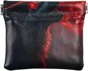 [YXYZRMY] Wolf Howling Moon Red PU Leather Squeeze Coin Purse, Coin Pouch Change Holder for Women Men, Mini Portable Cosmetic Bags for Women, Multi-colored, one size, Multi-style, Multi-colored, one