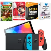 Nintendo Switch Red/Blue OLED + Donkey Kong Country Returns, $20 eShop Gift Card