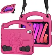[KINGSKEEN] Case for iPad mini 6th Generation, iPad mini 6 Case (8.3 inch 2021), Eva Shockproof Lightweight Child Protective Case with Carry Handle Built-in Holder and Apple Pencil Holder (Pink)