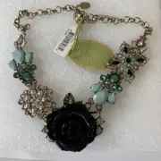 fabulous fancy NECKLACE rhinestones crystal and emerald Rose Spring Street New