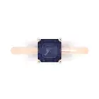 1CTAsscher Cut Blue Sapphire Stone Bridal Promise Engagement Ring 14k Rose Gold