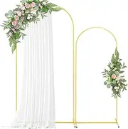 ECOLOVI Set of 2 Gold Metal Wedding Arch Backdrop Stand (7.2FT and 6FT), Balloon Arched Frame Backdrop Stand for Parties, Wedding Birthday Baby Shower Graduation Holiday Ceremony Supplies Decor