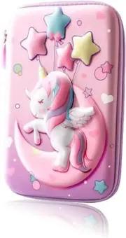 3D Unicorn Pencil Case - Large Capacity EVA Pen Holder with Moon Unicorn