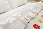 White Ruffled Bed Flat Sheet Cotton Twin Size 1 Piece White Flat Sheet