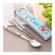 New Doraemon A Baby Tableware Kawaii Cute Kids Chopsticks Spoon Set Cartoon