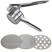 Stainless Steel Potato Ricer – Manual Masher for Potatoes, Fruits, Vegetables, Yams, Squash, Baby Food and More - 3 Interchangeable Discs for Fine, Medium, and Coarse