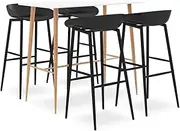 5 Piece Bar Set White and Black,Modern Bar Set with Sturdy Counter Table and Ergonomic Bar Stools for Home, Pub, or Restaurant Dining Furniture Sets