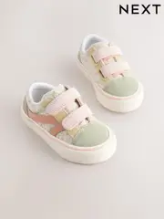 Sage Green Floral Wide Fit (G) Touch Fastening Trainers (E99686) | $39 - $44