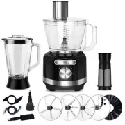 16 Cup Food Processor Blender Combo,10-in-1 Multifunction 3.8L Meat Processor...