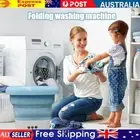 Folding Washing Machine Mini Small Washer with Drain Basket (Blue EU Plug)