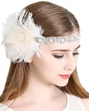 White Pearls Beads Flapper Headpiece