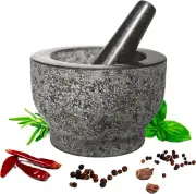 Juego de mortero y maja - Granito de 6 pulgadas, tazón grande de molcajete
