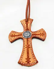 Barbed Wire Stamped Saddle Cross Leather Jeremiah Watt Concho Horse Tack Tie New