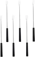 SHOWERORO Stainless Steel Fondue Forks 6pc Cheese Forks Set Pp Handle for Hot Pot Kitchen Utensils
