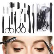 11Pcs/Set Eyebrow Grooming Tools Razor Brush Kit Facial Trimmer Tweezers Comb