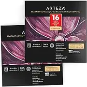 Arteza Black Acrylic Sketchbook, Pack of 2, 6 x 6 Inches, 16 Sheets Each, 246-lb Painting Pad, Art Supplies for Acrylic and Oil Painting, Drawing and Sketching