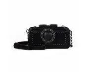 Womens Square Small Satchel Clutch Bag Card Holder Wallet Handbag-Black
