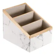 Remote Control Holder, PU Leather Desktop Storage Container, Marble White