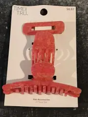 Time and tru 3 pc hair accessories pin crabbie red design NEW