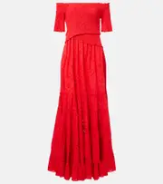 [Poupette St Barth] Poupette St Barth Soledad floral cotton maxi dress AU 14 red