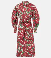 [Carolina Herrera] Carolina Herrera Floral cotton-blend shirt dress AU 14 red