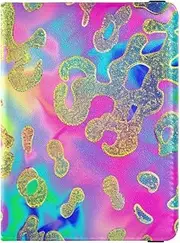 [Amooorous] Colorful Marble Stone Leather decorative Passport Holder Covers Case Travel Documents Organizer Protector Wallet Passport Holder Lightweight, colorful marble stone, 1 size