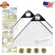 Clear Waterproof Outdoor Tarp 8' x 13' - Durable PVC with Cable Ties Included