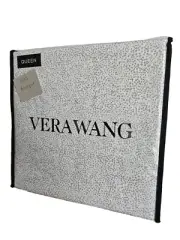 NIP Vera Wang Gray Distressed Dot QUEEN 4 pc Sheet Set Cotton Luxury Satin Weave